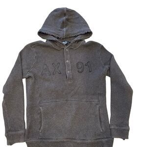 A|X Armani Exchange Waffle Knit Hooded Henley Pullover men’s medium